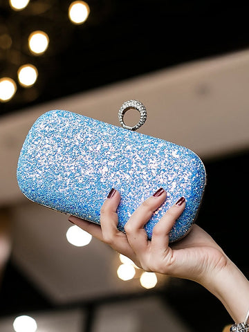 PU Leather Lightweight Large Capacity Durable Solid Color Rhinestone Clutch Bags