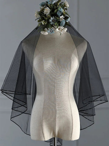 Two-tier Lace Wedding Veils Elbow Veils with Ribbon Edge