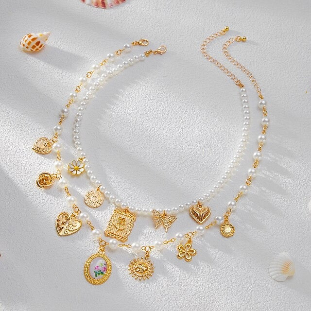 Women's Tassel Modern Lolita Double Layered Sun Heart Wedding Drops Necklace For Wedding Party Daily