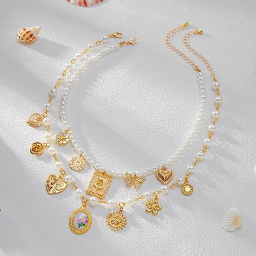Women's Tassel Modern Lolita Double Layered Sun Heart Wedding Drops Necklace For Wedding Party Daily