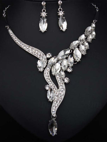 1 set Jewelry Set 3pcs Rhinestone Alloy Earrings Necklace Women's Vintage Dainty Jewelry Set For Wedding Party