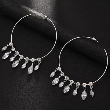 Women's Hoop Tassel Fringe Drop Precious Tropical Fashion Personalized Imitation Diamond Earrings Jewelry For Wedding Party Work Prom