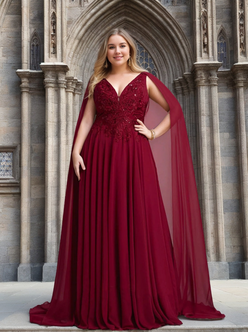 A-Line/Princess V-Neck Mother of the Bride Dresses with Applique