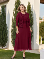 A-Line/Princess Plus Size Mother of the Bride Dresses with Applique & Jacket