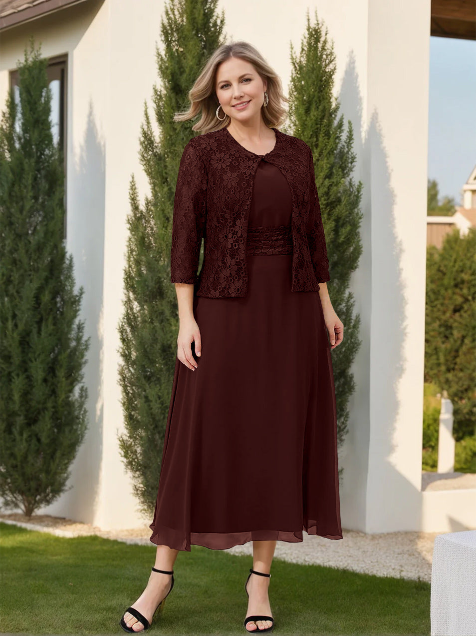 A-Line/Princess Plus Size Mother of the Bride Dresses with Applique & Jacket