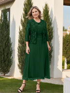 A-Line/Princess Plus Size Mother of the Bride Dresses with Applique & Jacket