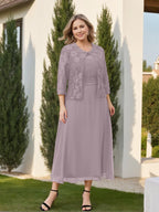 A-Line/Princess Plus Size Mother of the Bride Dresses with Applique & Jacket