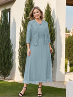 A-Line/Princess Plus Size Mother of the Bride Dresses with Applique & Jacket