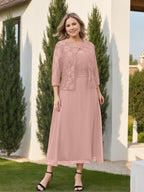 A-Line/Princess Plus Size Mother of the Bride Dresses with Applique & Jacket