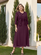 A-Line/Princess Plus Size Mother of the Bride Dresses with Applique & Jacket