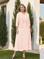 A-Line/Princess Plus Size Mother of the Bride Dresses with Applique & Jacket