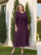 A-Line/Princess Plus Size Mother of the Bride Dresses with Applique & Jacket