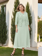 A-Line/Princess Plus Size Mother of the Bride Dresses with Applique & Jacket