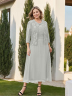 A-Line/Princess Plus Size Mother of the Bride Dresses with Applique & Jacket