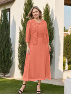 A-Line/Princess Plus Size Mother of the Bride Dresses with Applique & Jacket