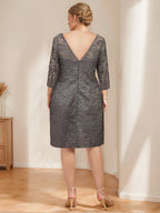 Sheath/Column Square Neck Tea-Length Mother of the Bride Dresses