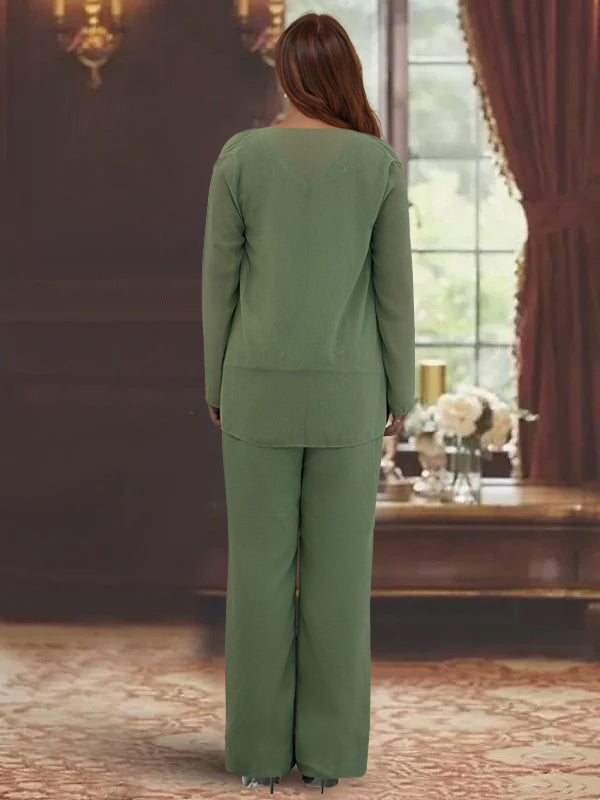 Chiffon Plus Size Mother of the Bride Pantsuits with Jacket
