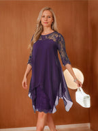 Sheath/Column Jewel Neck Knee-Length Mother of the Bride Dresses