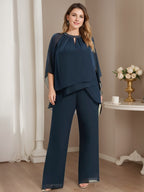 Chiffon Jewel Neck Mother of the Bride Pantsuits