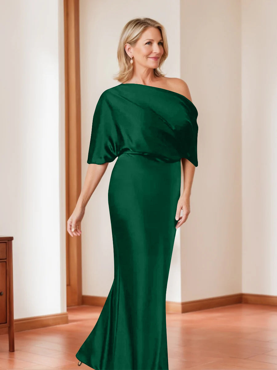 Sheath/Column One-Shoulder 1/2 Sleeves Elegant Plus Size Mother of the Bride Dresses