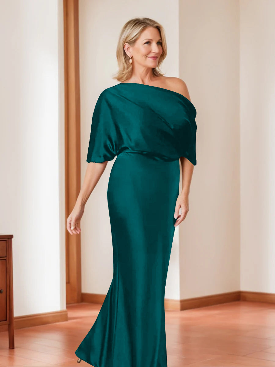 Sheath/Column One-Shoulder 1/2 Sleeves Elegant Plus Size Mother of the Bride Dresses