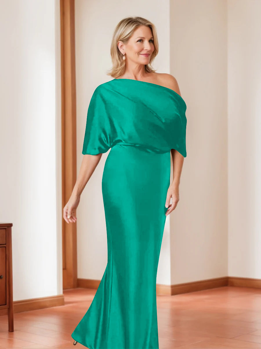 Sheath/Column One-Shoulder 1/2 Sleeves Elegant Plus Size Mother of the Bride Dresses