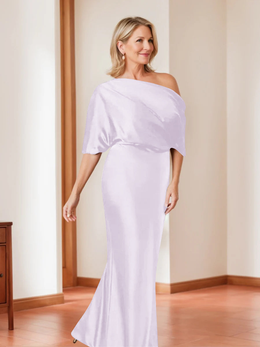 Sheath/Column One-Shoulder 1/2 Sleeves Elegant Plus Size Mother of the Bride Dresses