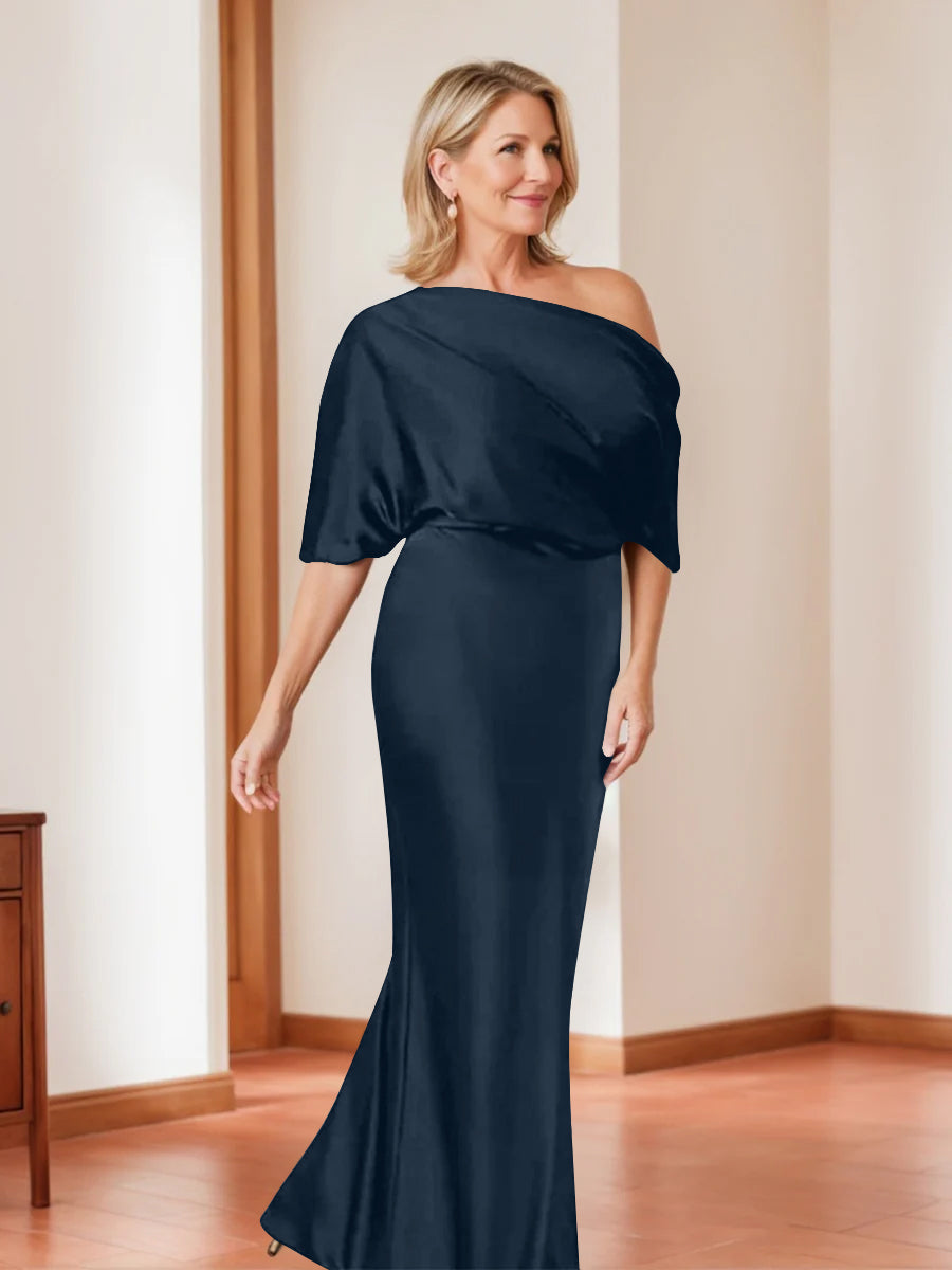 Sheath/Column One-Shoulder 1/2 Sleeves Elegant Plus Size Mother of the Bride Dresses