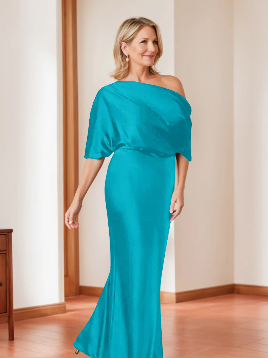 Sheath/Column One-Shoulder 1/2 Sleeves Elegant Plus Size Mother of the Bride Dresses