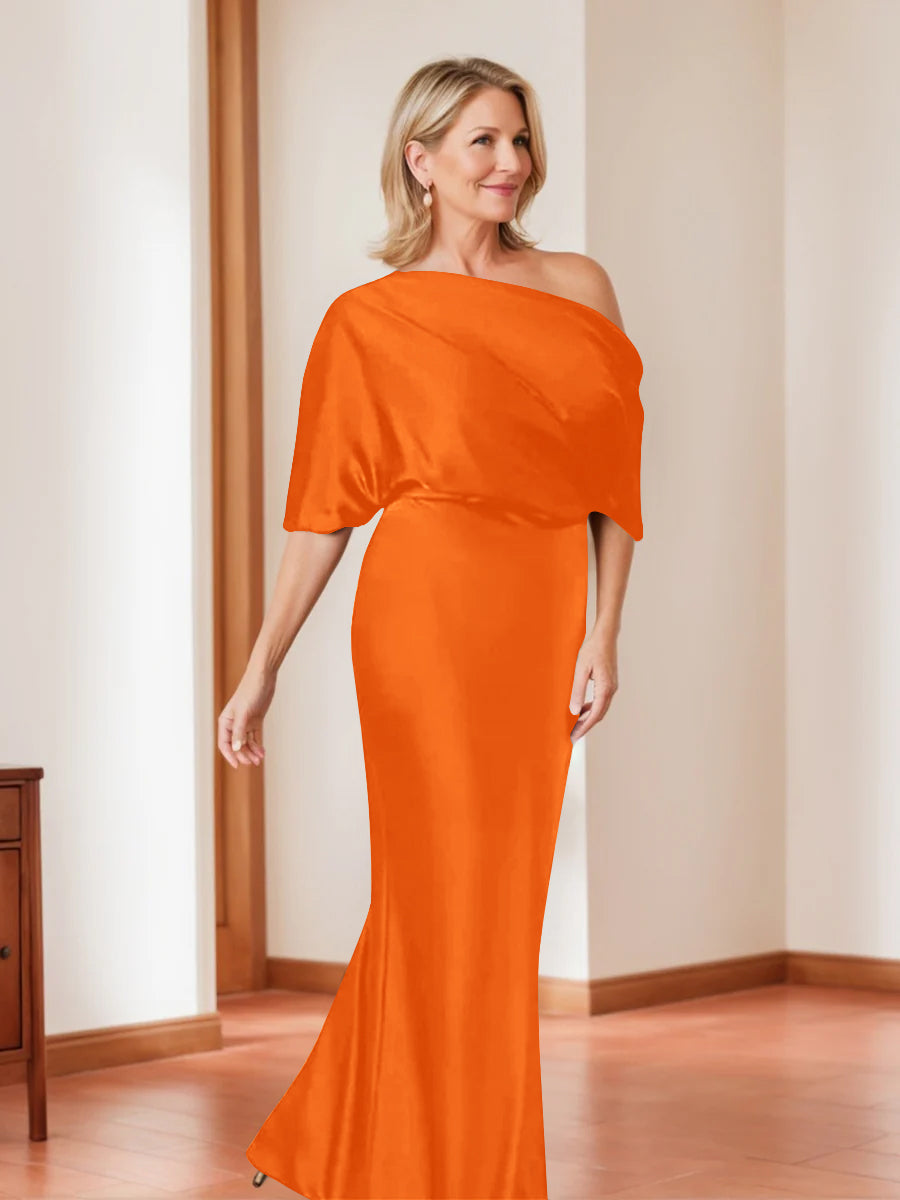 Sheath/Column One-Shoulder 1/2 Sleeves Elegant Plus Size Mother of the Bride Dresses