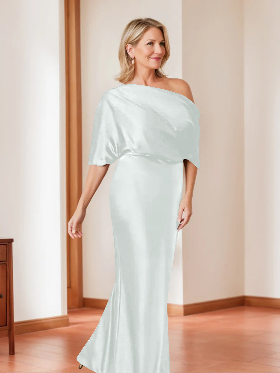 Sheath/Column One-Shoulder 1/2 Sleeves Elegant Plus Size Mother of the Bride Dresses