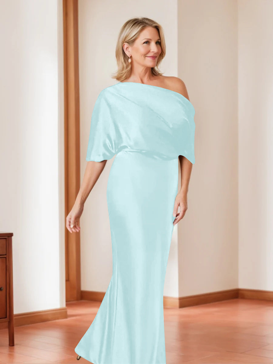 Sheath/Column One-Shoulder 1/2 Sleeves Elegant Plus Size Mother of the Bride Dresses