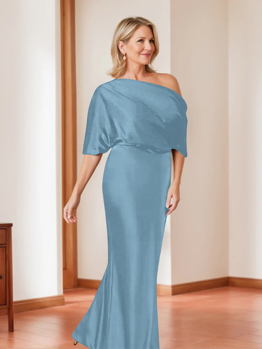 Sheath/Column One-Shoulder 1/2 Sleeves Elegant Plus Size Mother of the Bride Dresses