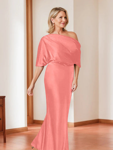 Sheath/Column One-Shoulder 1/2 Sleeves Elegant Plus Size Mother of the Bride Dresses