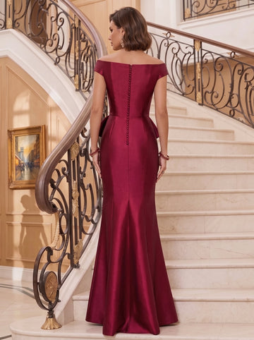 Trumpet/Mermaid Off-the-Shoulder Mother of the Bride Dresses with High Split