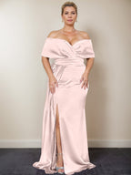 Trumpet/Mermaid Off-the-Shoulder Plus Size Mother of the Bride Dresses with Split Side