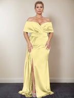 Trumpet/Mermaid Off-the-Shoulder Plus Size Mother of the Bride Dresses with Split Side