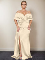 Trumpet/Mermaid Off-the-Shoulder Plus Size Mother of the Bride Dresses with Split Side