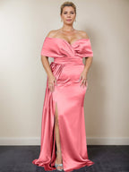 Trumpet/Mermaid Off-the-Shoulder Plus Size Mother of the Bride Dresses with Split Side