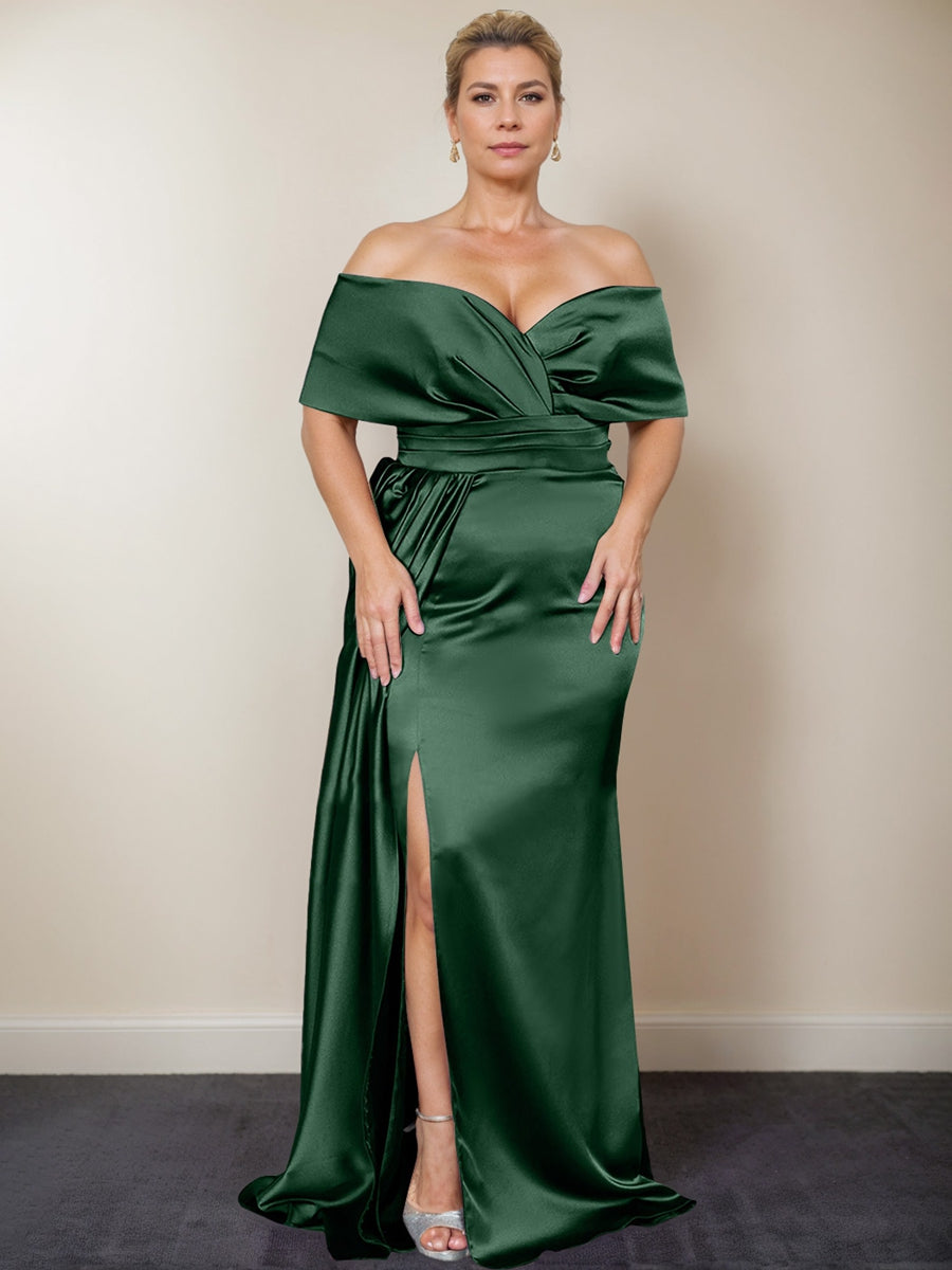 Trumpet/Mermaid Off-the-Shoulder Plus Size Mother of the Bride Dresses with Split Side