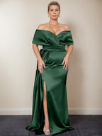 Trumpet/Mermaid Off-the-Shoulder Plus Size Mother of the Bride Dresses with Split Side
