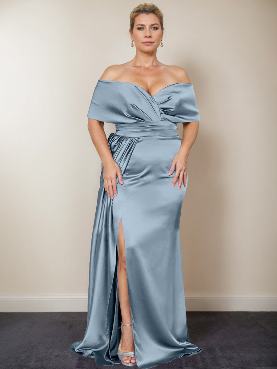 Trumpet/Mermaid Off-the-Shoulder Plus Size Mother of the Bride Dresses with Split Side