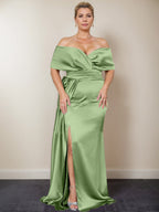 Trumpet/Mermaid Off-the-Shoulder Plus Size Mother of the Bride Dresses with Split Side