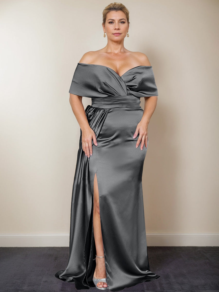 Trumpet/Mermaid Off-the-Shoulder Plus Size Mother of the Bride Dresses with Split Side