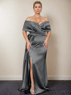 Trumpet/Mermaid Off-the-Shoulder Plus Size Mother of the Bride Dresses with Split Side