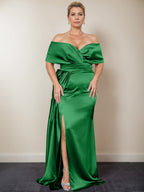 Trumpet/Mermaid Off-the-Shoulder Plus Size Mother of the Bride Dresses with Split Side