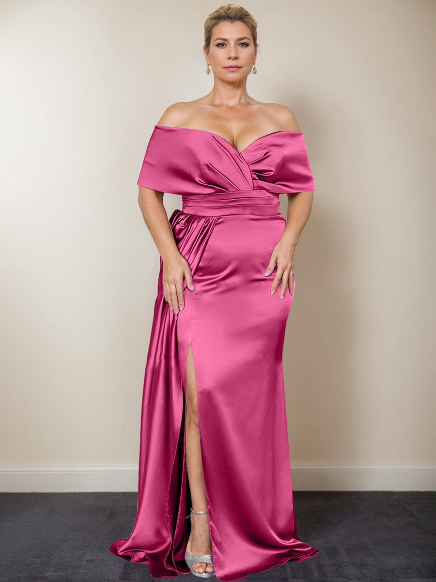 Trumpet/Mermaid Off-the-Shoulder Plus Size Mother of the Bride Dresses with Split Side