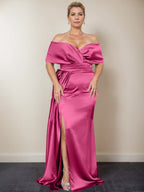 Trumpet/Mermaid Off-the-Shoulder Plus Size Mother of the Bride Dresses with Split Side