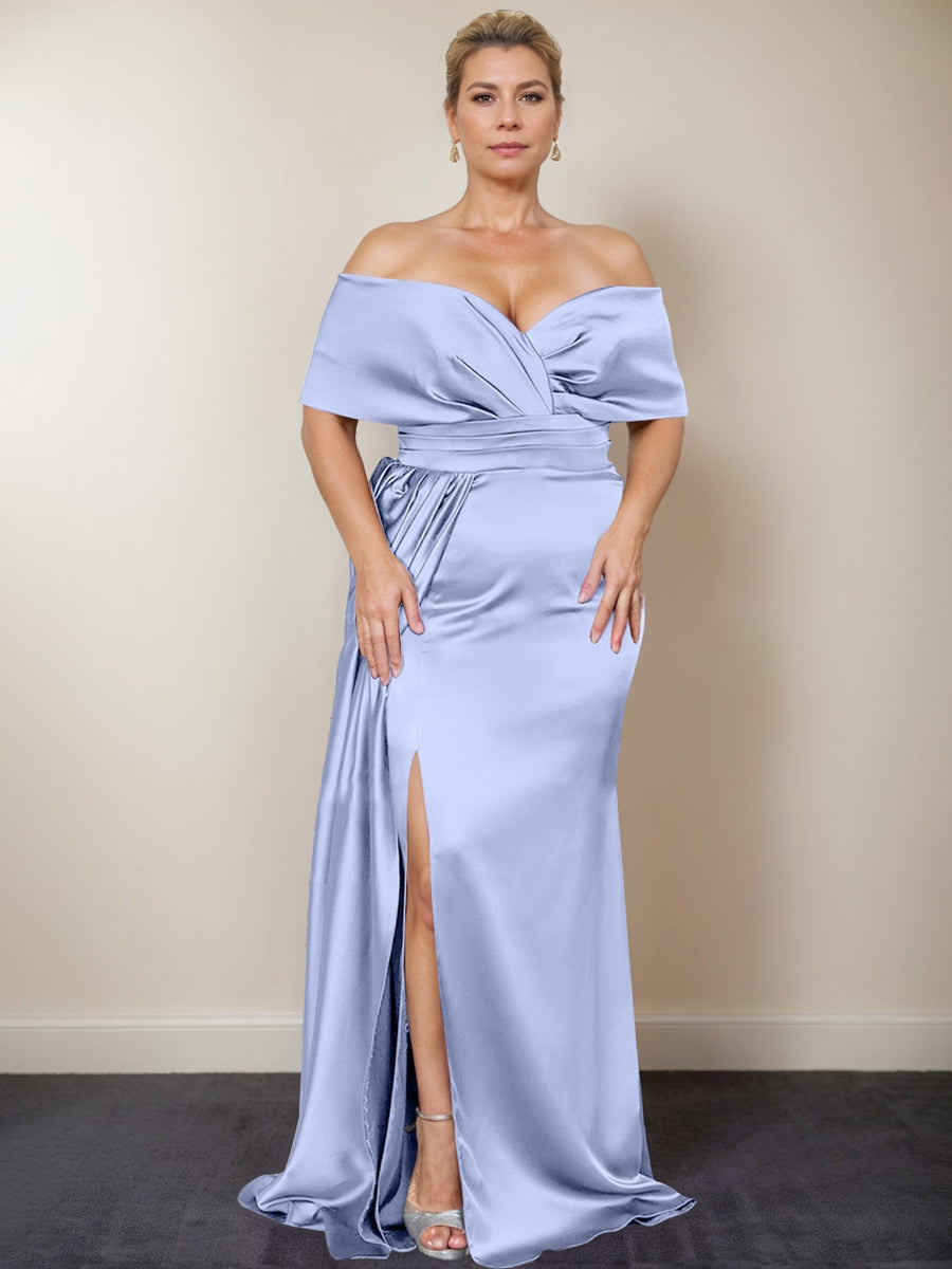 Trumpet/Mermaid Off-the-Shoulder Plus Size Mother of the Bride Dresses with Split Side