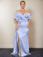 Trumpet/Mermaid Off-the-Shoulder Plus Size Mother of the Bride Dresses with Split Side